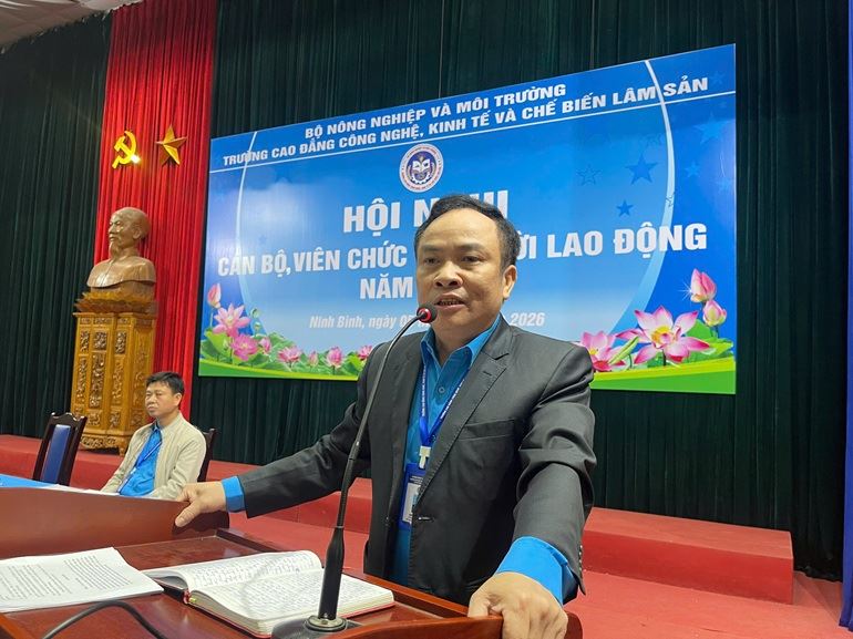 TRƯỜNG CAO ĐẲNG CÔNG NGHỆ, KINH TẾ VÀ CHẾ BIẾN LÂM SẢN TỔ CHỨC HỘI NGHỊ CÁN BỘ, VIÊN CHỨC, NGƯỜI LAO ĐỘNG NĂM 2026